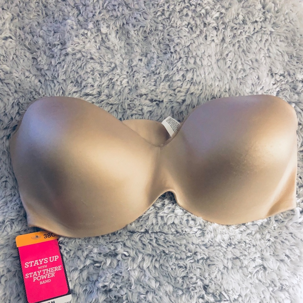 Nude strapless lightly padded bra Size 38C